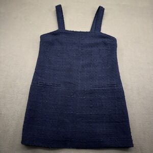 Abercrombie & Fitch Women's Tweed Shift Boucle Woven Navy Blue Mini Dress L